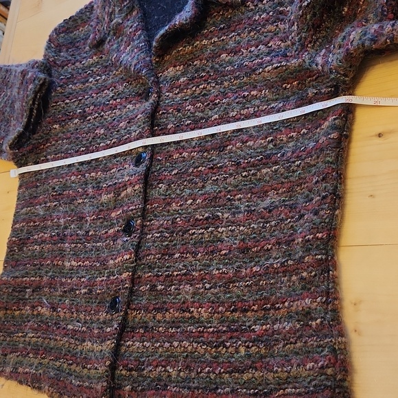 Vintage 90s Mohair Blend Multicolor Spacedye Button Up Cardigan Jacket L - Picture 9 of 12